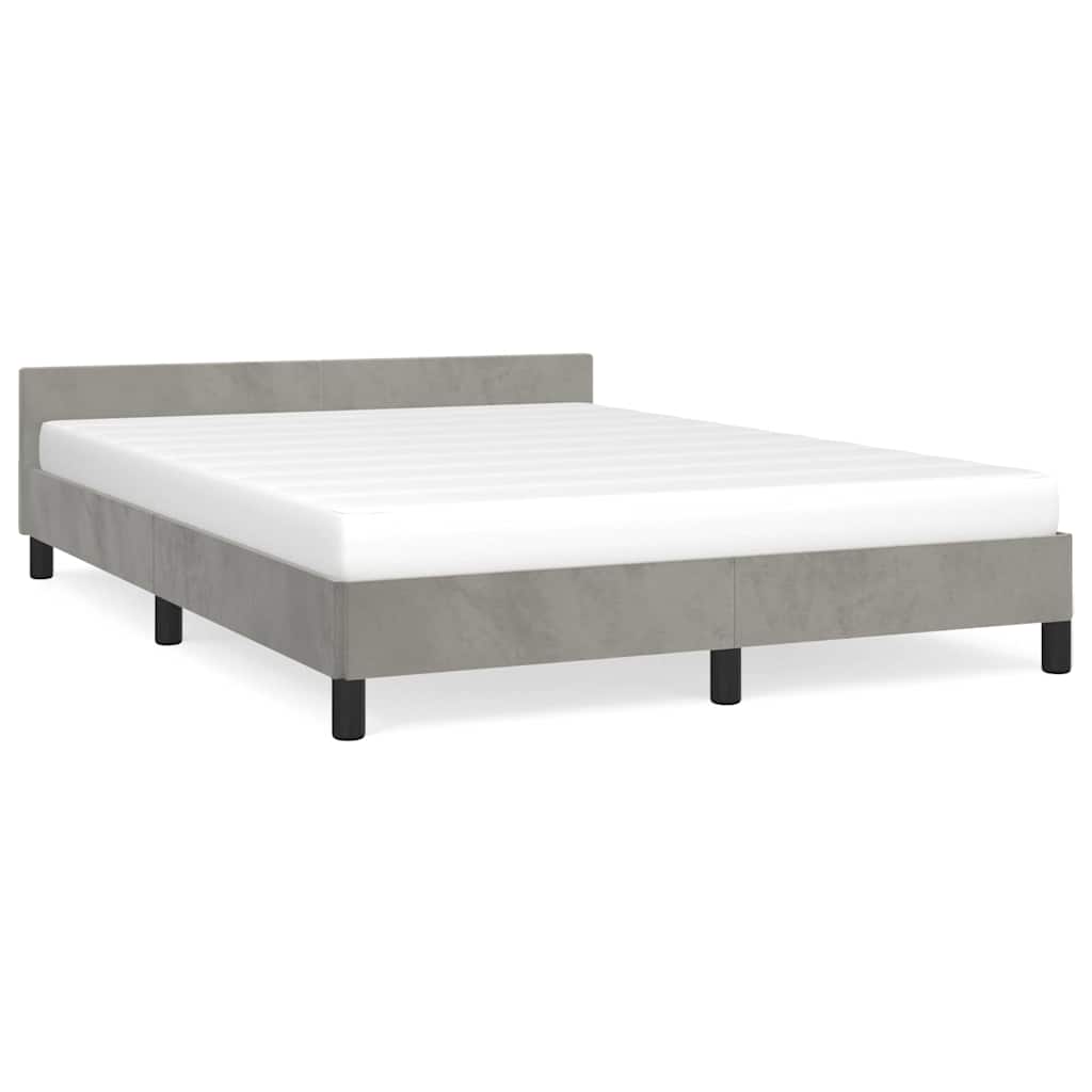 Bed Frame without Mattress Light Grey 135x190cm Double Velvet