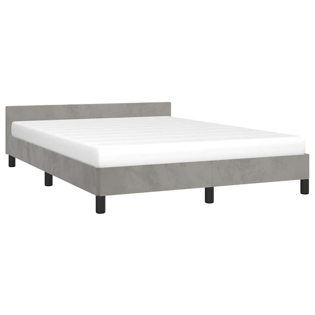 Bed Frame without Mattress Light Grey 135x190cm Double Velvet