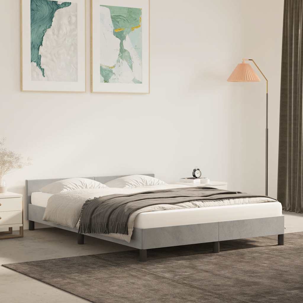 Bed Frame without Mattress Light Grey 180x200cm Super King Velvet