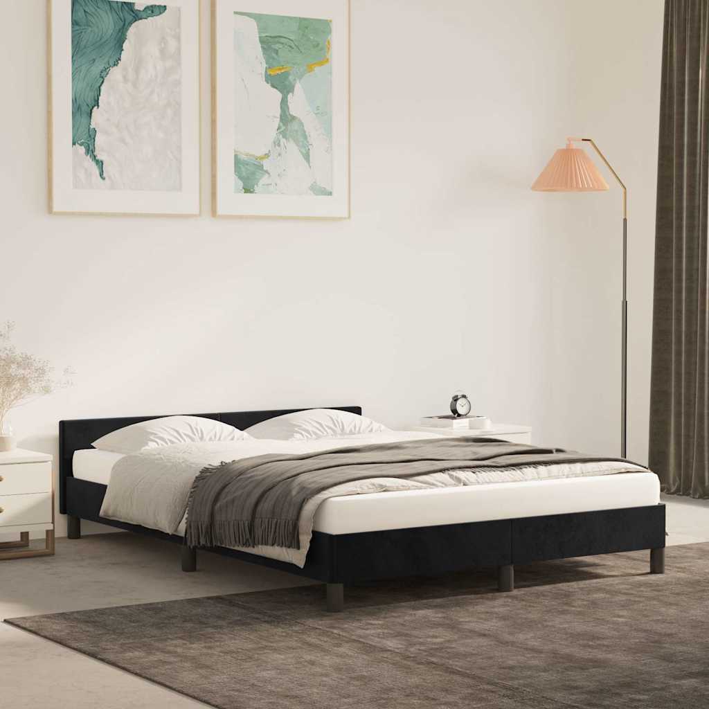 Bed Frame without Mattress Black 180x200cm Super King Velvet