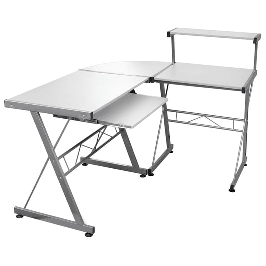 Corner Computer Desk White 132x112x99 cm Engineered Wood