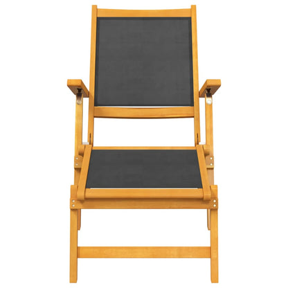 Outdoor Deck Chair with Table Solid Wood Acacia and Textilene