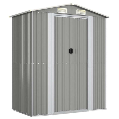 Garden Shed Light Grey 192x108x223 cm Galvanised Steel