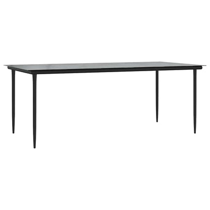 Garden Dining Table Black 200x100x74cm Steel and Tempered Glass