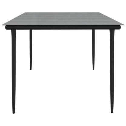 Garden Dining Table Black 200x100x74cm Steel and Tempered Glass