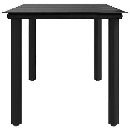 Garden Dining Table Black 160x80x74cm Steel and Tempered Glass