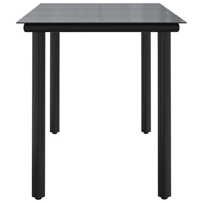 Garden Dining Table Black 200x100x74cm Steel and Tempered Glass