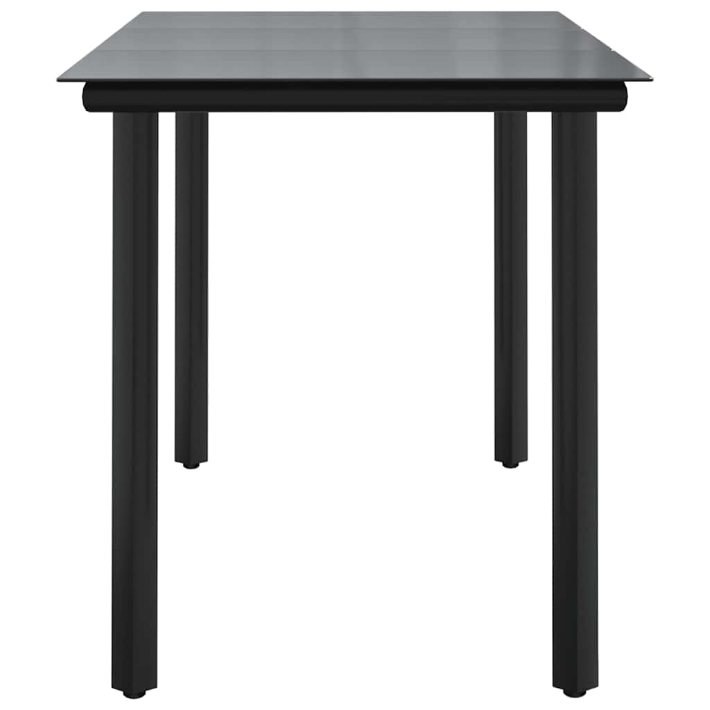 Garden Dining Table Black 200x100x74cm Steel and Tempered Glass