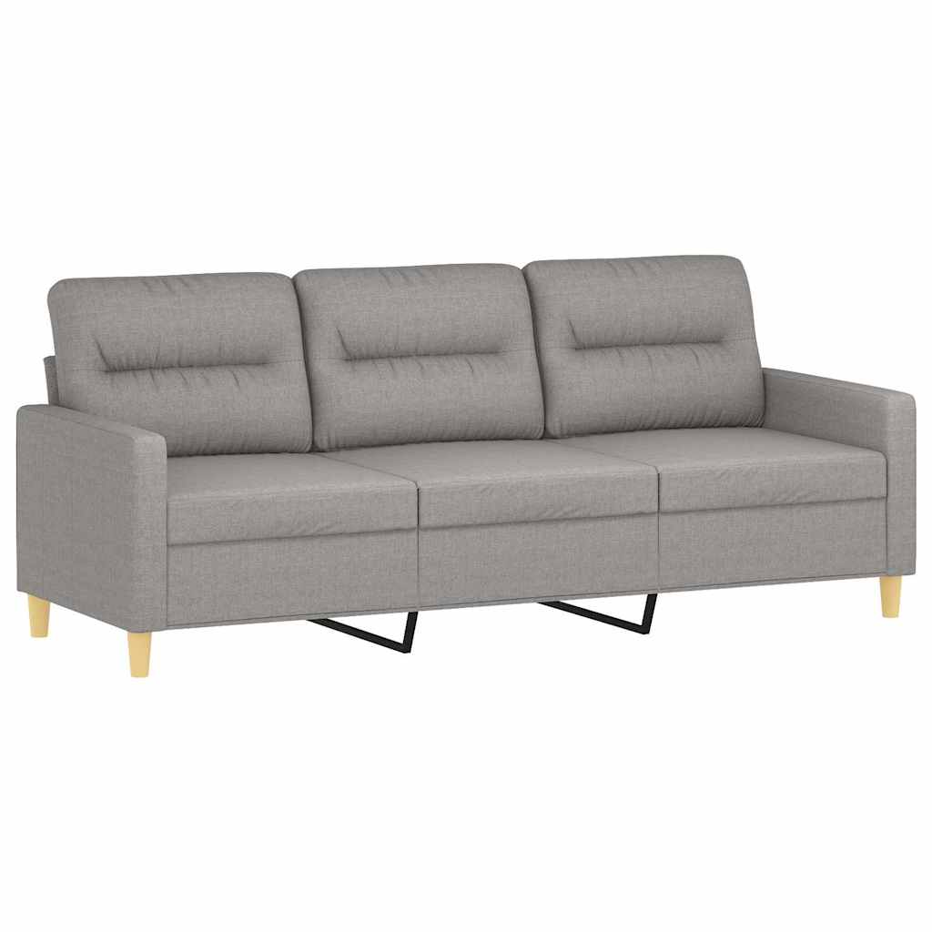 3-Seater Sofa Light Grey 180 cm Fabric