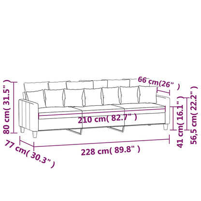 3-Seater Sofa Dark Grey 210 cm Fabric
