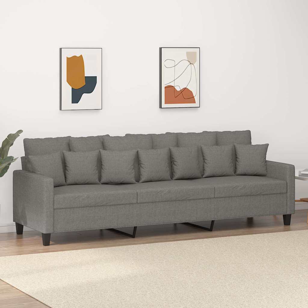 3-Seater Sofa Dark Grey 210 cm Fabric