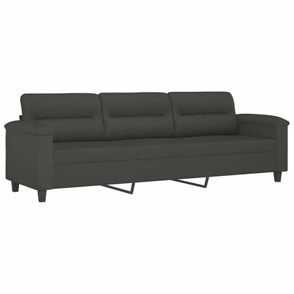 3-Seater Sofa Dark Grey 210 cm Microfibre Fabric