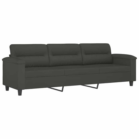 3-Seater Sofa Dark Grey 210 cm Microfibre Fabric