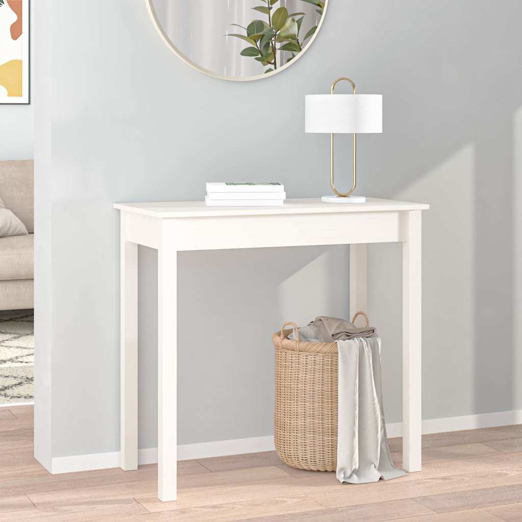814245 vidaXL Console Table White 80x40x75 cm Solid Wood Pine