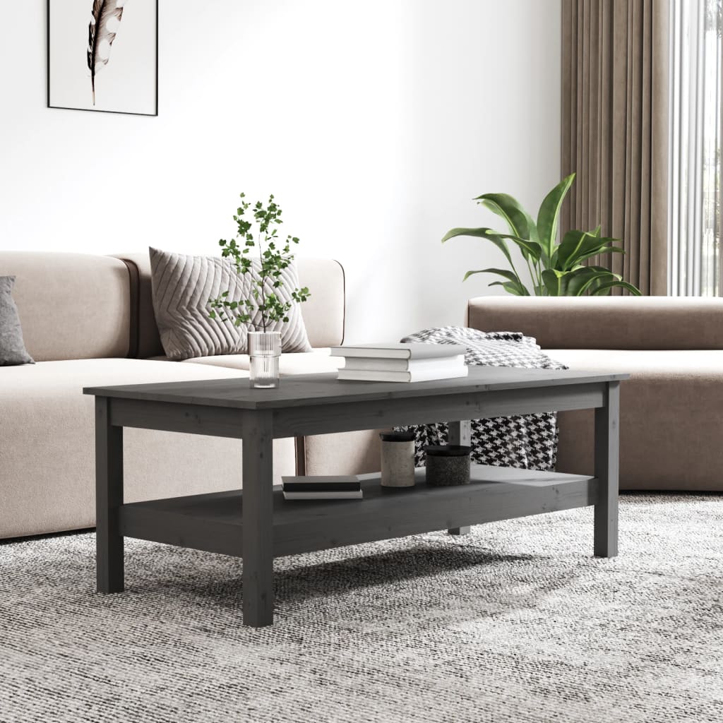 Coffee Table Grey 110x50x40 cm Solid Wood Pine