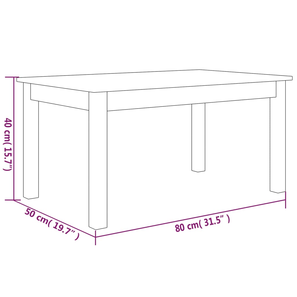 Coffee Table White 80x50x40 cm Solid Wood Pine