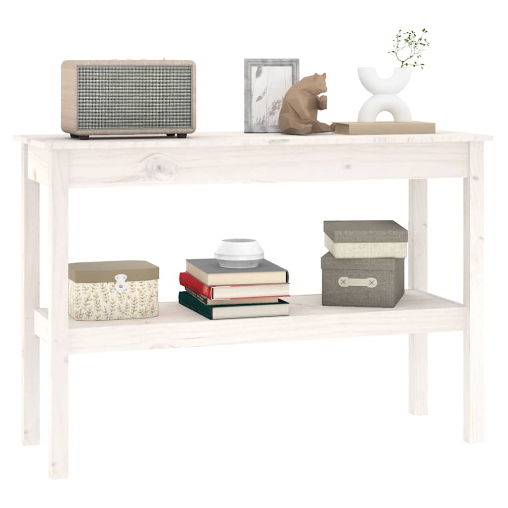 Console Table White 110x40x75 cm Solid Wood Pine