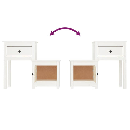 Bedside Cabinet 2 pcs White 79.5x38x65.5 cm Solid Wood Pine