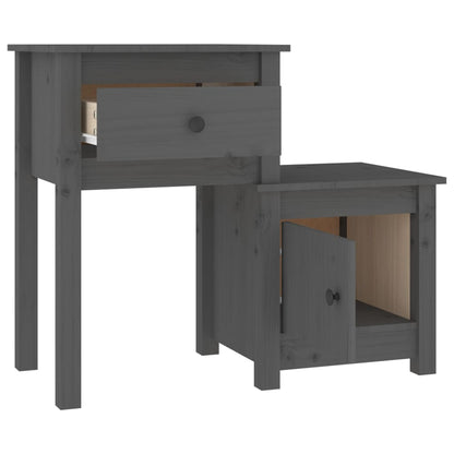 Bedside Cabinet 2 pcs Grey 79.5x38x65.5 cm Solid Wood Pine