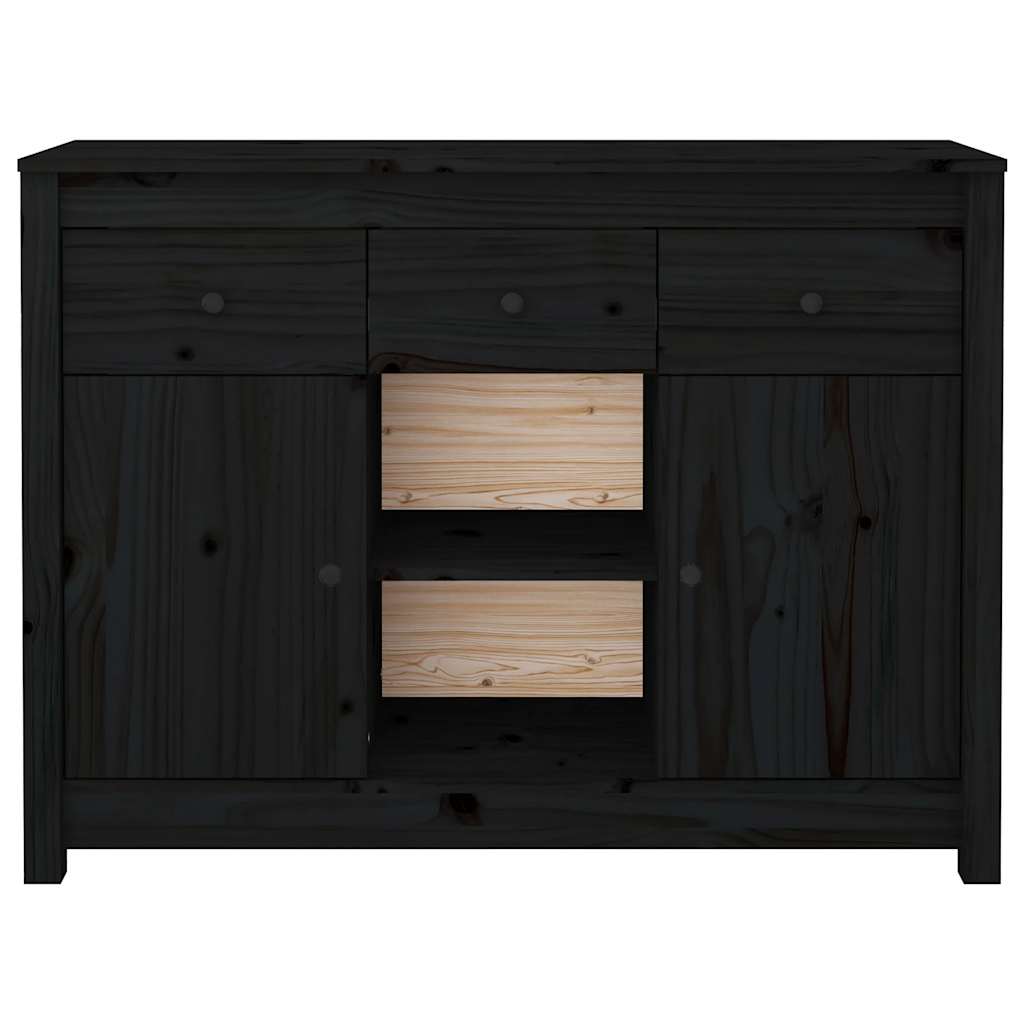 Sideboard Black 100x35x74,5 cm Solid Wood Pine