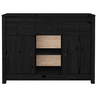 Sideboard Black 100x35x74,5 cm Solid Wood Pine