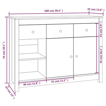 Sideboard Honey Brown 100x35x74 cm Solid Wood Pine