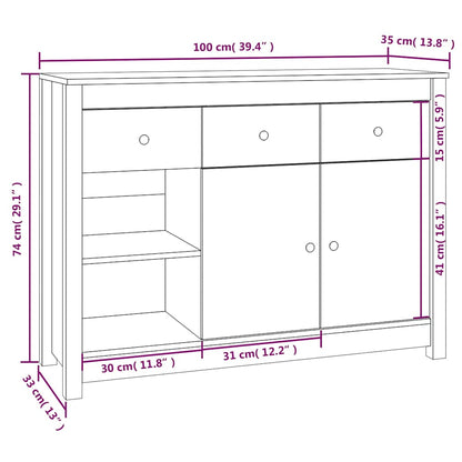 Sideboard Honey Brown 100x35x74 cm Solid Wood Pine