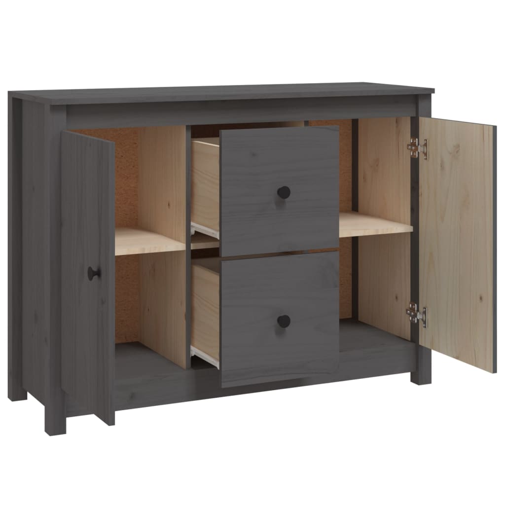 Sideboard Grey 100x35x74 cm Solid Wood Pine