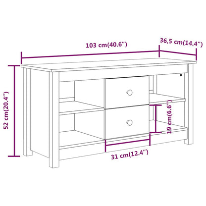 TV Cabinet Honey Brown 103x36,5x52 cm Solid Wood Pine
