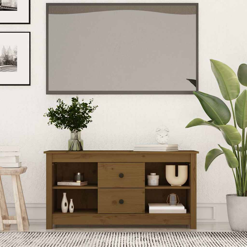 TV Cabinet Honey Brown 103x36,5x52 cm Solid Wood Pine