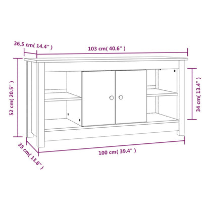 TV Cabinet Black 103x36,5x52 cm Solid Wood Pine