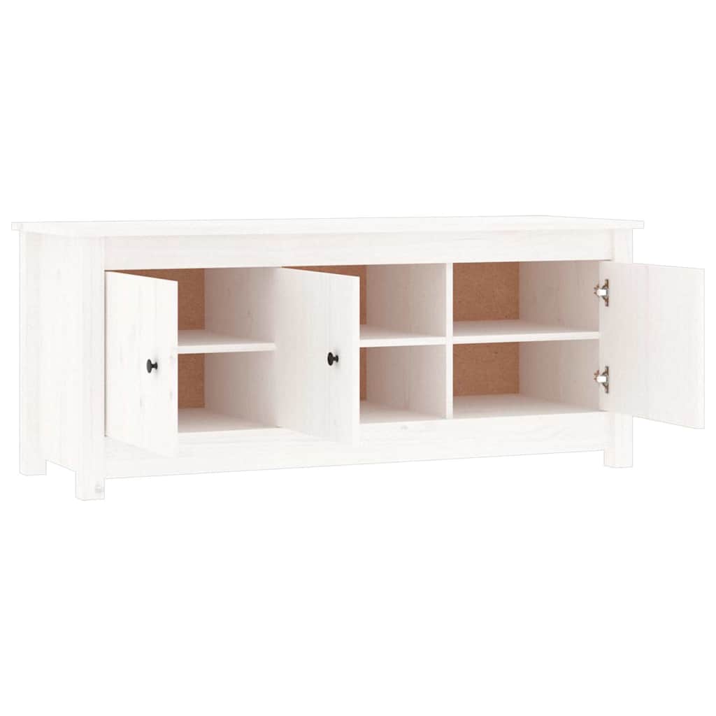 Shoe Cabinet White 110x38x45,5 cm Solid Wood Pine