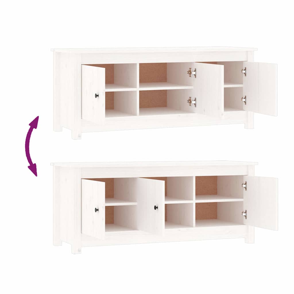 Shoe Cabinet White 110x38x45,5 cm Solid Wood Pine