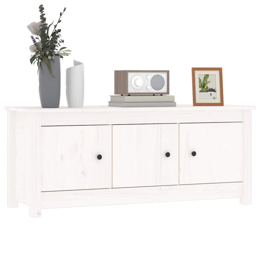Shoe Cabinet White 110x38x45,5 cm Solid Wood Pine