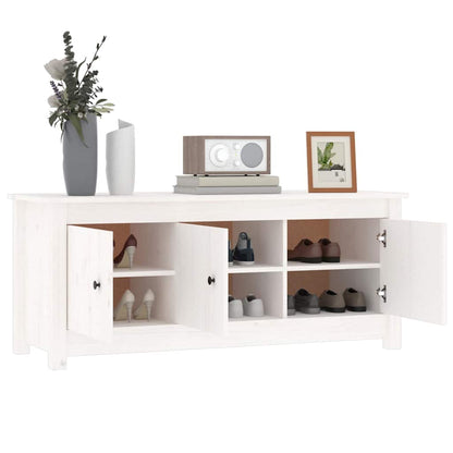 Shoe Cabinet White 110x38x45,5 cm Solid Wood Pine