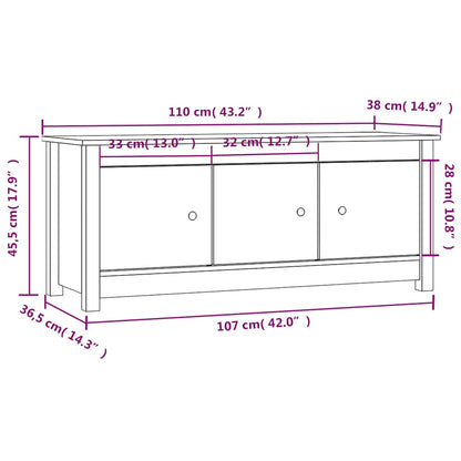 Shoe Cabinet White 110x38x45.5 cm Solid Wood Pine