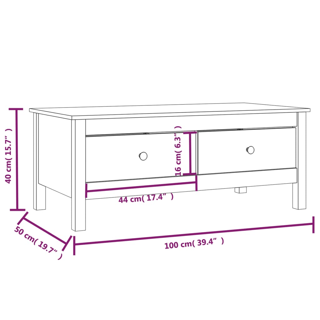 Coffee Table Honey Brown 100x50x40 cm Solid Wood Pine