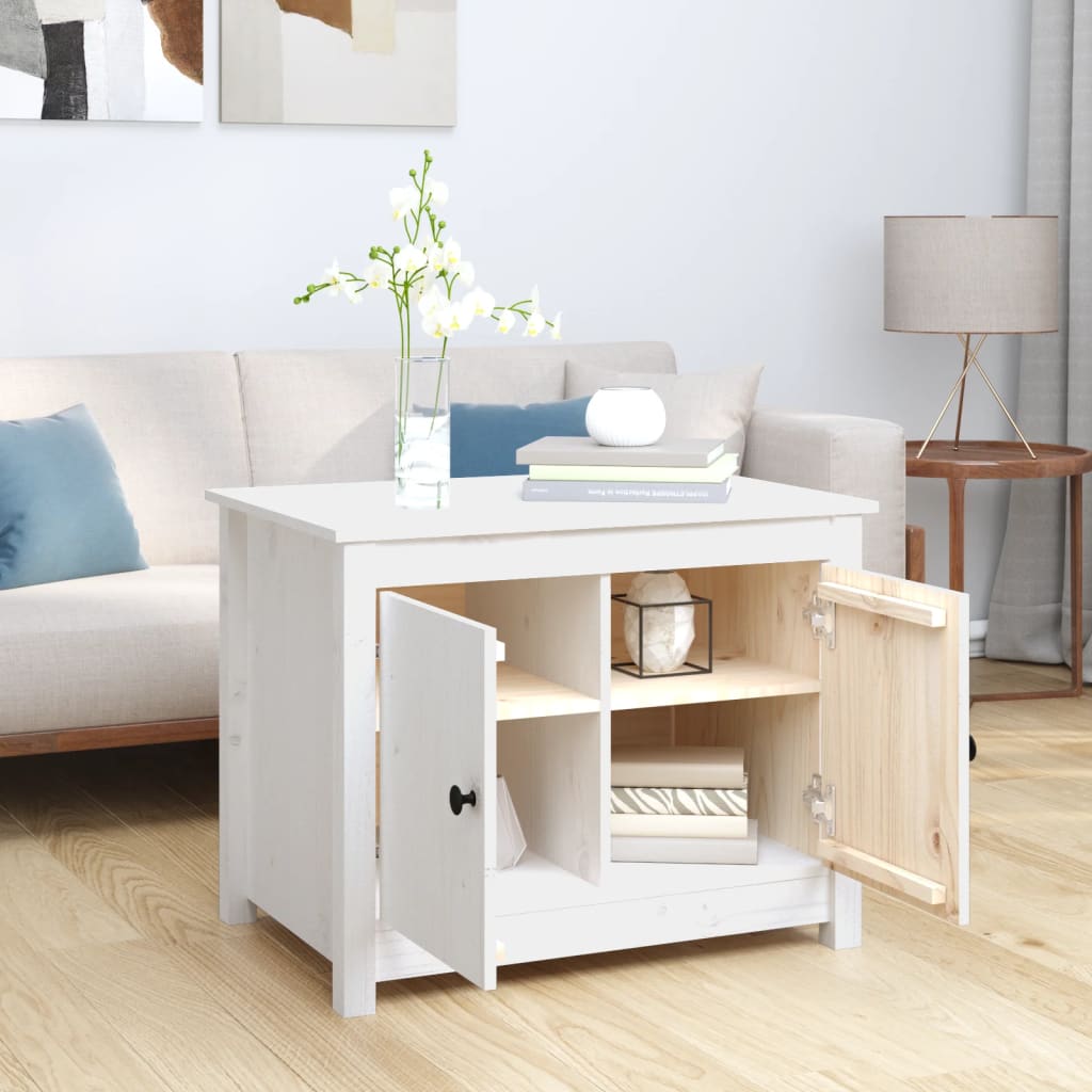 Coffee Table White 71x49x55 cm Solid Wood Pine