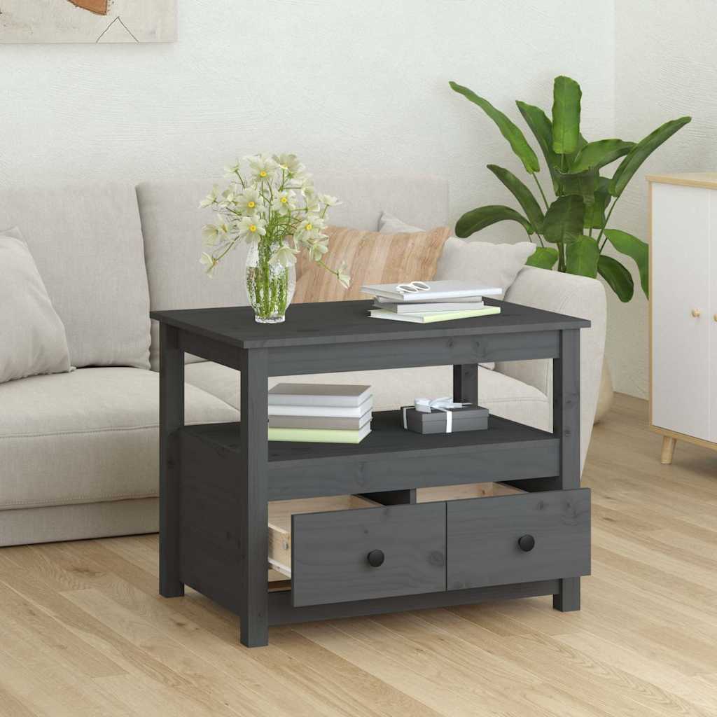 Coffee Table Grey 71x49x55 cm Solid Wood Pine