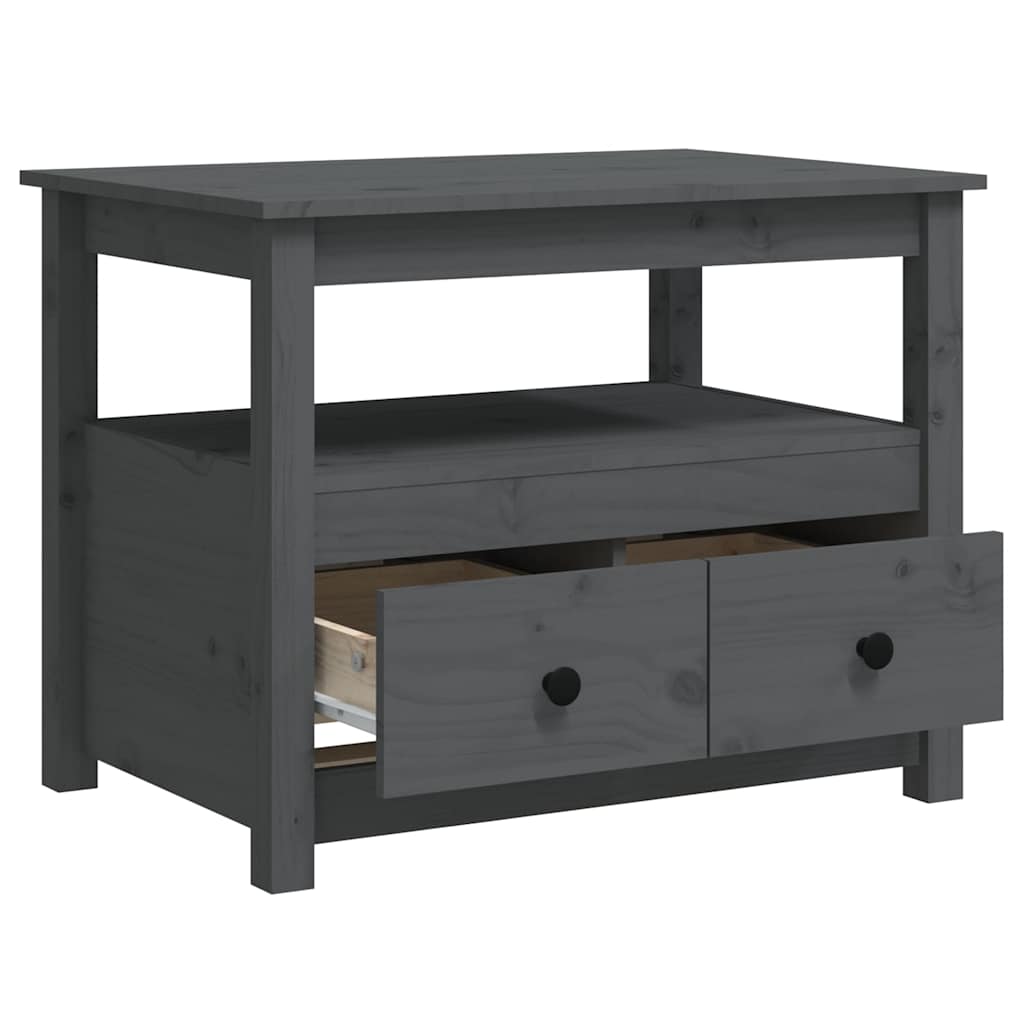 Coffee Table Grey 71x49x55 cm Solid Wood Pine