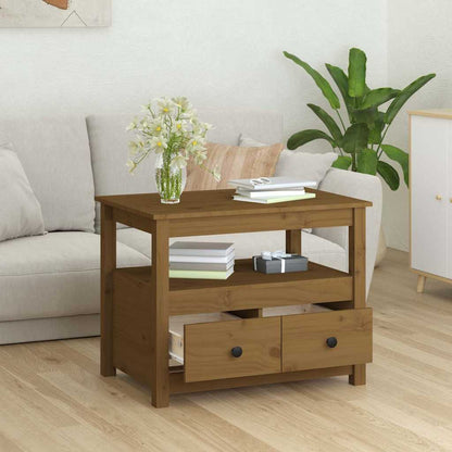 Coffee Table Honey Brown 71x49x55 cm Solid Wood Pine