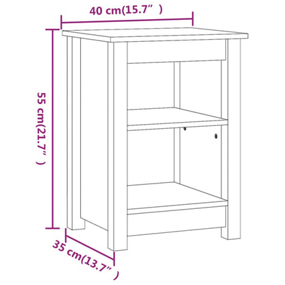 Bedside Cabinet Grey 40x35x55 cm Solid Wood Pine