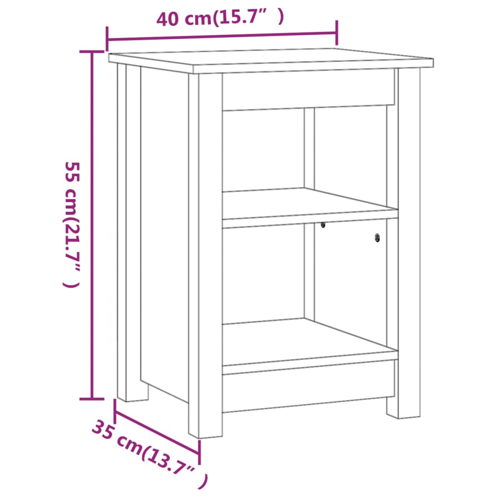 Bedside Cabinet Black 40x35x55 cm Solid Wood Pine