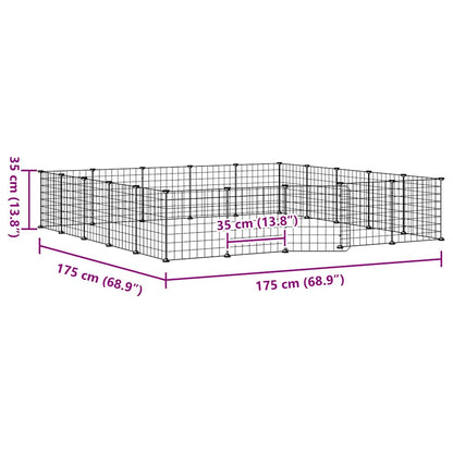 20-Panel Pet Cage with Door Black 35x35 cm Steel