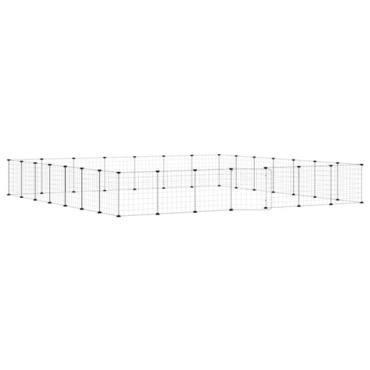 28-Panel Pet Cage with Door Black 245x245x35 cm Steel