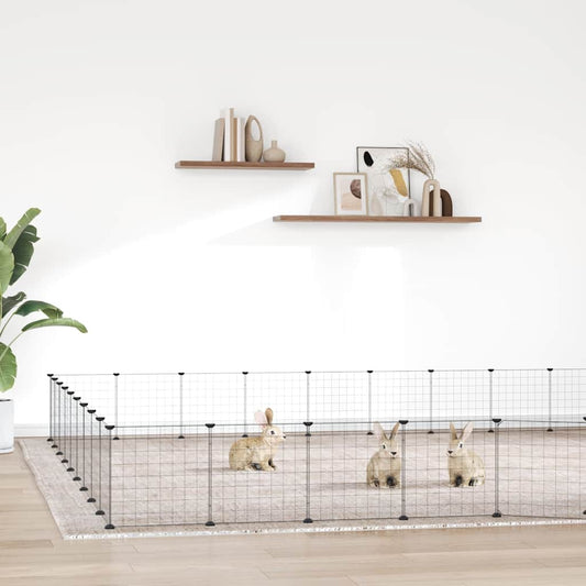 36-Panel Pet Cage with Door Black 315x315x35 cm Steel