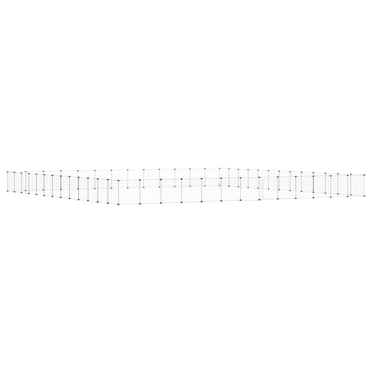 52-Panel Pet Cage with Door Black 455x455x35 cm Steel