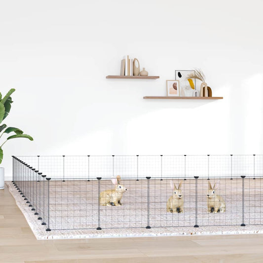 60-Panel Pet Cage with Door Black 525x525x35 cm Steel