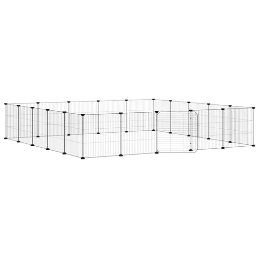 20-Panel Pet Cage with Door Black 35x35 cm Steel