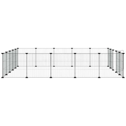 20-Panel Pet Cage with Door Black 175x175x35 cm Steel